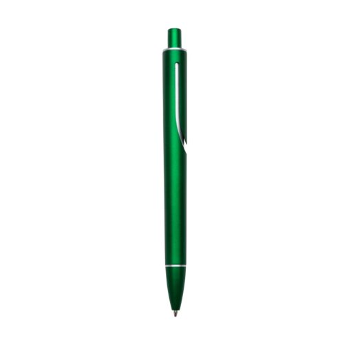 Caneta Personalizada Plástica C/ 1 Anel - verde com detalhes em prata