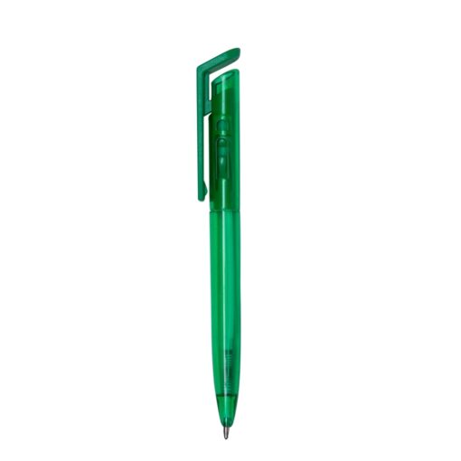 Caneta Com Logo Plástica Translucida na cor verde
