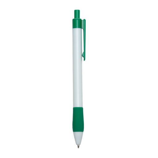 Caneta Personalizada Para Empresas Plástica - verde com detalhes em branco