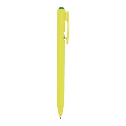 Caneta Com Logo Plastica - amarelo com detalhes em verde