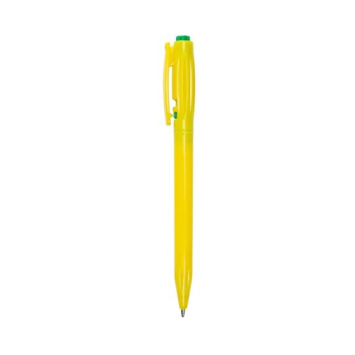 Caneta Personalizada Plástica - branco com detalhes em amarelo