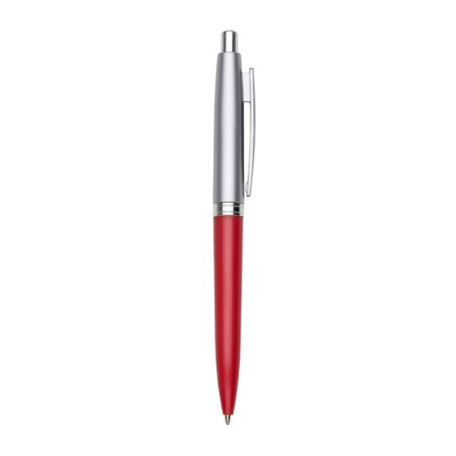 Caneta Personalizada Plástica - vermelho com detalhes em prata
