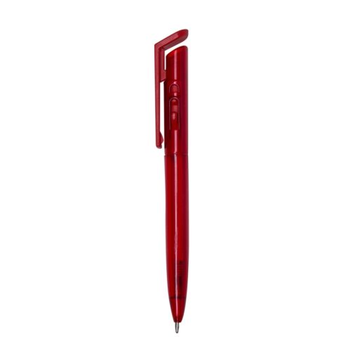Caneta Personalizada Plástica Translucida na cor vermelho