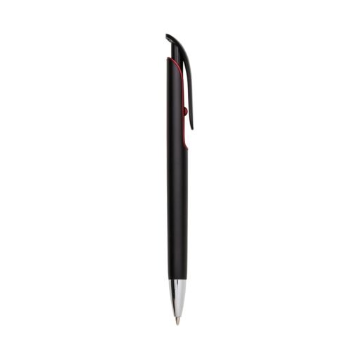 Caneta Personalizada Plástica - vermelho com detalhes em preto