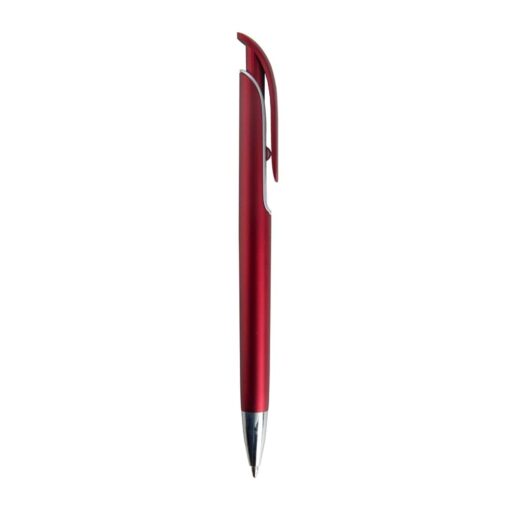 Caneta Personalizada Plástica - vermelho com detalhes em prata