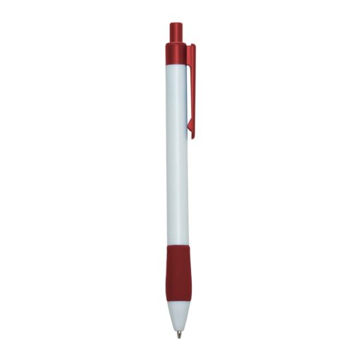 Caneta Personalizada Plástica - vermelho com detalhes em branco
