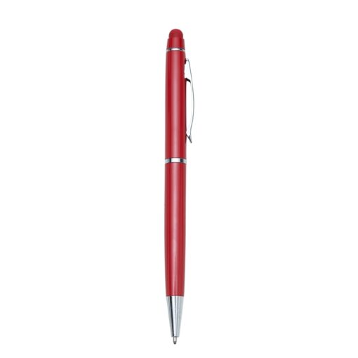 Caneta Personalizada Para Empresas Metal C/ Touch - vermelho com detalhes em prata