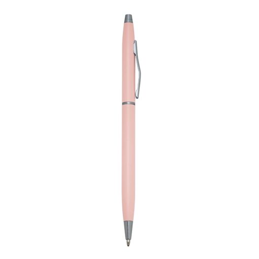 Caneta Personalizada Para Empresas Metal - rosa com detalhes em prata