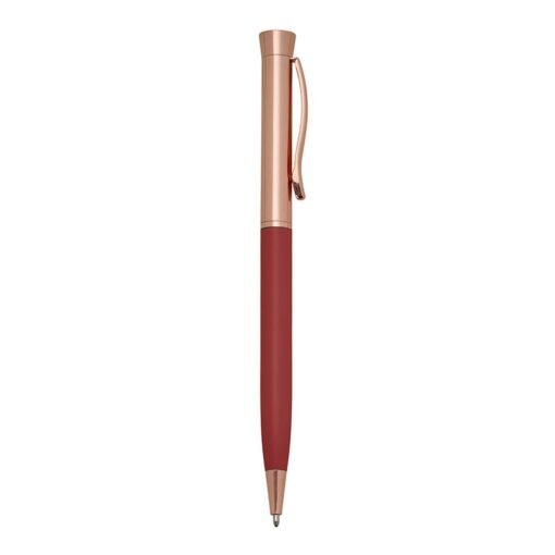 Caneta Para Brindes Metal - vermelho com detalhes em cobre