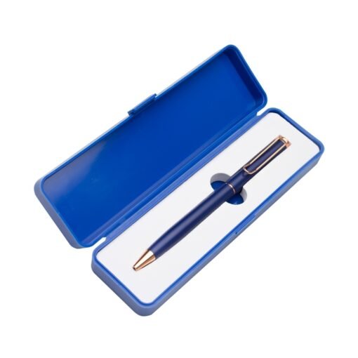 Caneta Personalizada Plástico - Azul/Cobre | Brindes Brasil