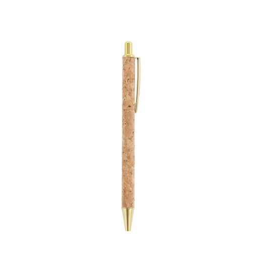 Caneta Para Brindes Metal E Cortiça - bege com detalhes em dourado