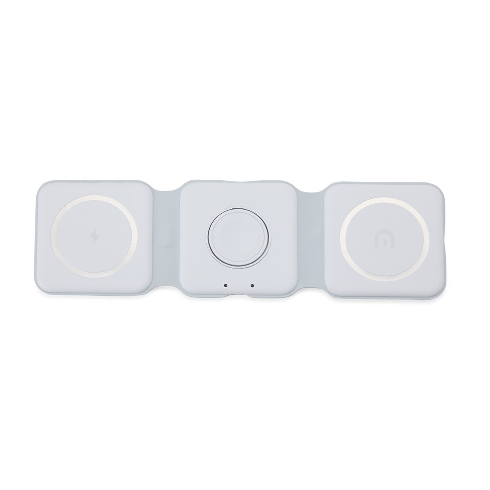 CARREGADOR SEM FIO MAGNÉTICO TRIPLO PARA APPLE SPX-08298 NA COR BRANCO