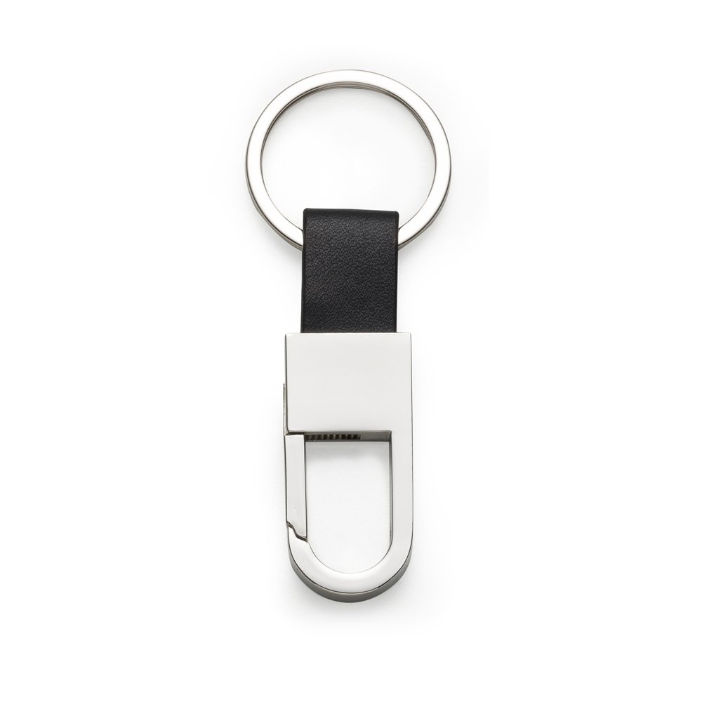 CHAVEIRO METAL DET. COURO SPX-12965 NA COR PRETO