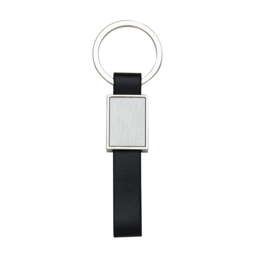 Chaveiro Personalizado Metal - prata com detalhes em preto