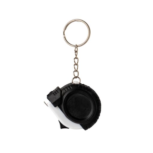 Chaveiro Personalizado Trena Emborrachada De 1 Metro - preto com detalhes em branco