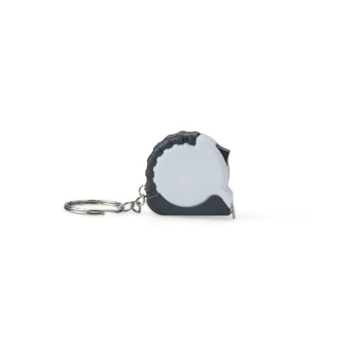 Chaveiro Personalizado Para Empresas Trena Plástico 1M - branco com detalhes em preto