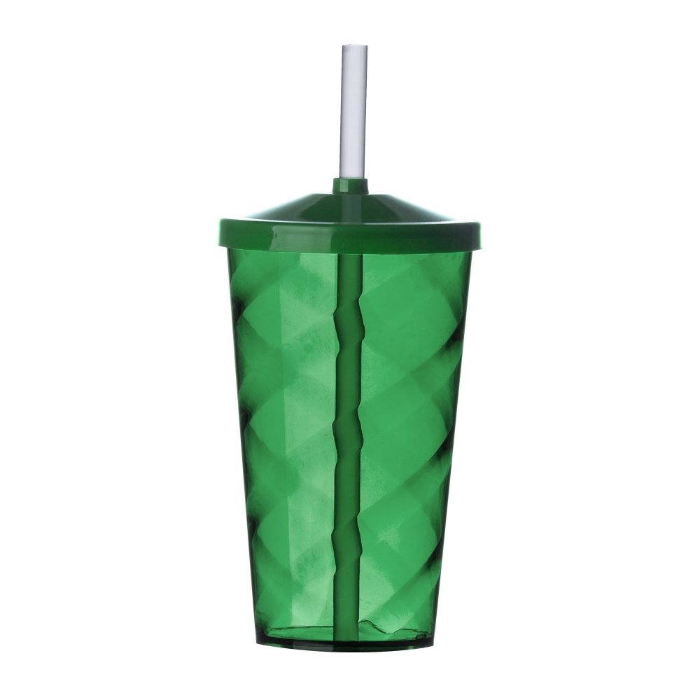 COPO PS 550 ML C/ TAMPA E CANUDO  SPX-13380 NA COR VERDE