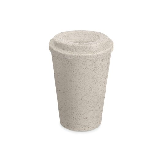 Copo Com Logo Fibra De Arroz C/ Tampa 450Ml na cor bege