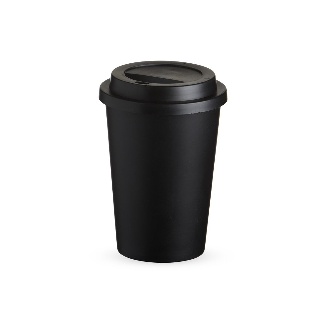 COPO FIBRA DE ARROZ C/ TAMPA 450ML SPX-14916B NA COR PRETO