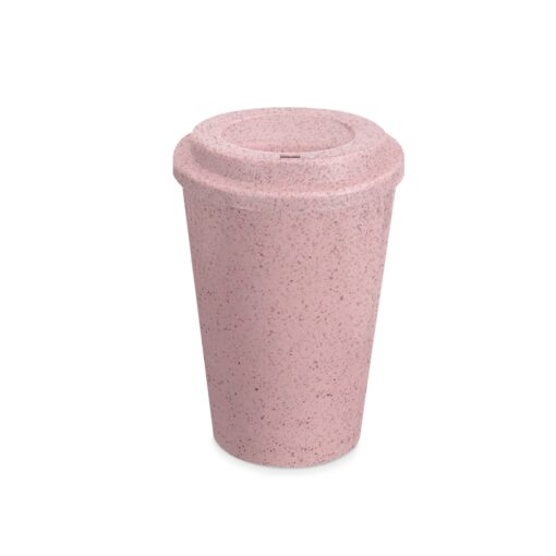 Copo Personalizado Fibra De Arroz C/ Tampa 400Ml na cor rosa