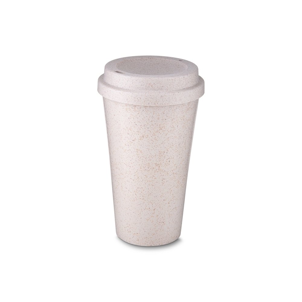 COPO FIBRA DE ARROZ C/ TAMPA 550ML  SPX-14499 NA COR BEGE