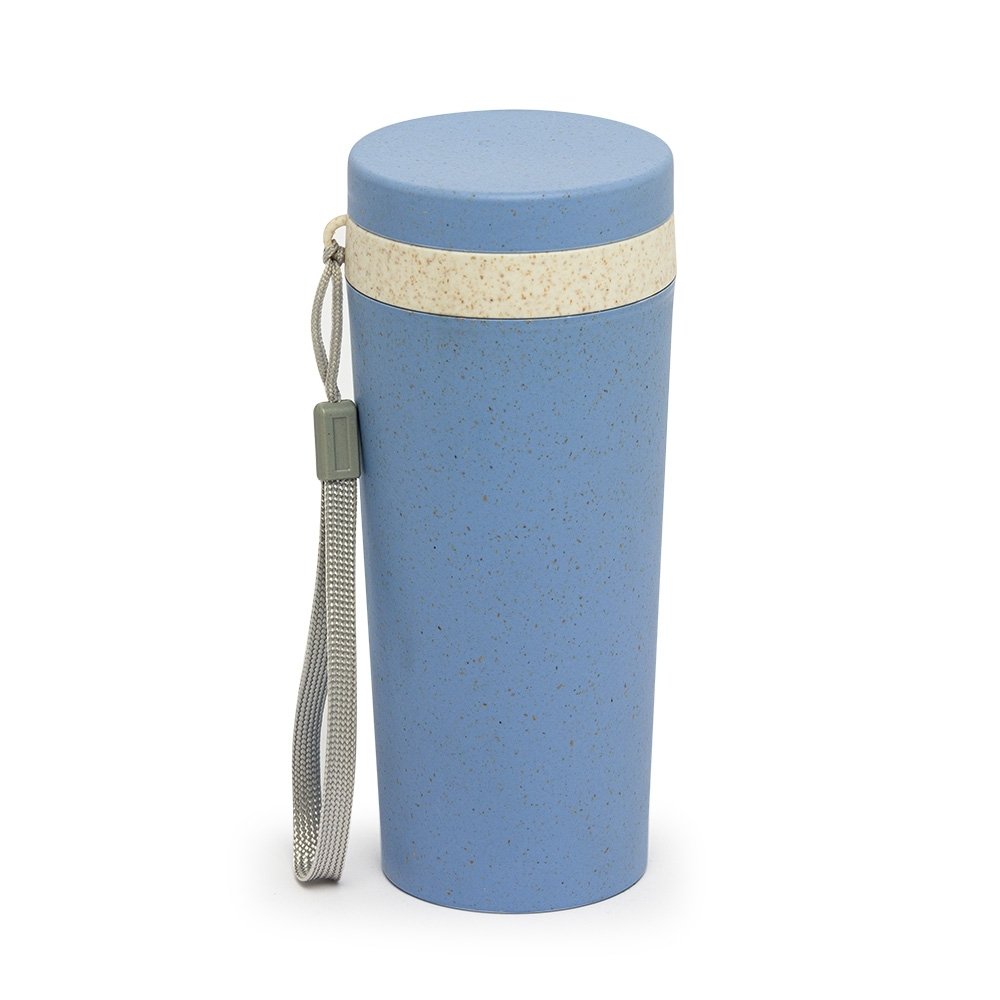 COPO FIBRA DE BAMBU 350ML PAREDE DUPLA SPX-03006 NA COR AZUL