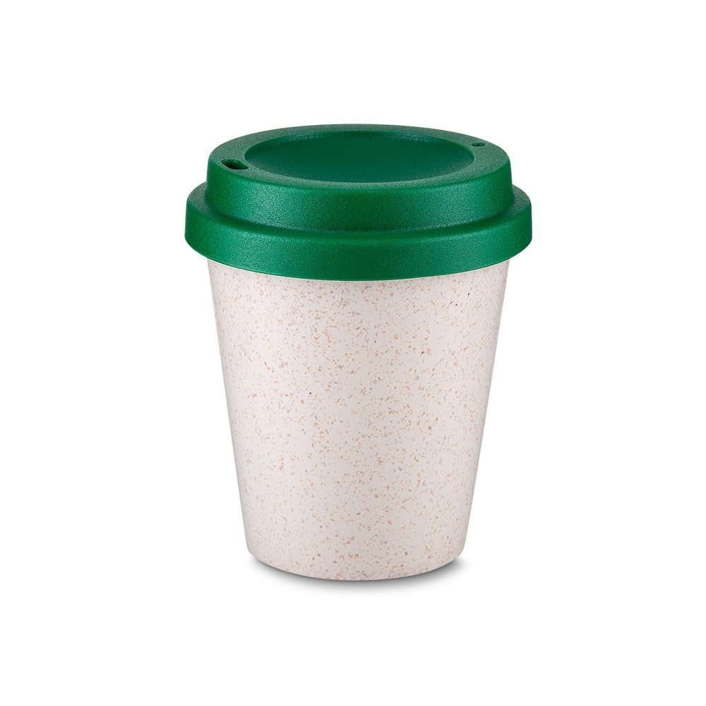 COPO FIBRA DE ARROZ C/ TAMPA 350ML  SPX-14498 NA COR VERDE