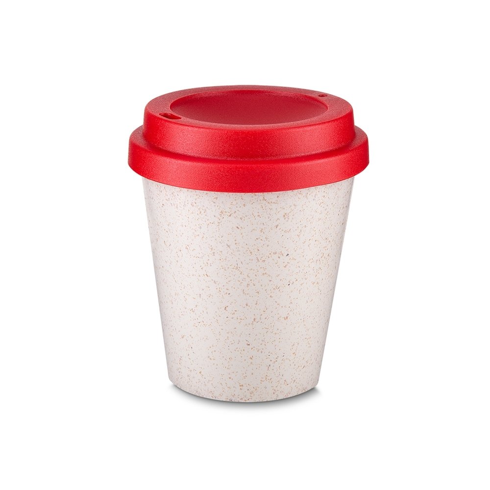 COPO FIBRA DE ARROZ C/ TAMPA 350ML  SPX-14498 NA COR VERMELHO