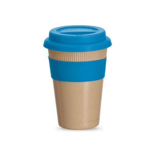 Copo Personalizado Bambu 450Ml - Bege/Azul | Brindes Brasil