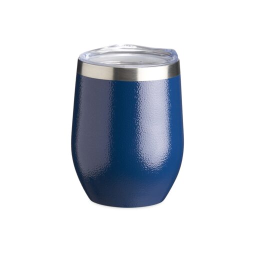 Copo Personalizado Inox Texturizado Parede Dupla 320Ml - azul com detalhes em inox