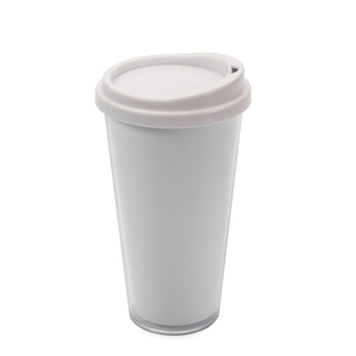 Copo Com Logo Plástico Duplo 400Ml na cor branco