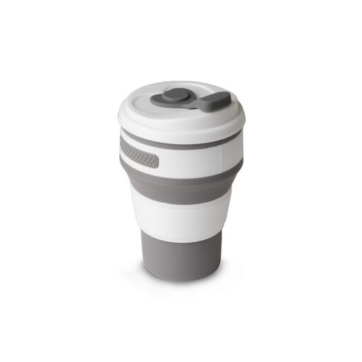 Copo Personalizado Retrátil De Silicone 350Ml - branco com detalhes em chumbo