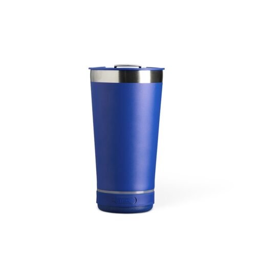 Copo Para Brindes Térmico 400Ml C/ Caixa De Som - azul com detalhes em inox