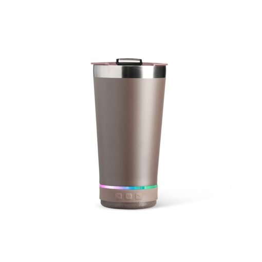 COPO TÉRMICO 400ML COM CAIXA DE SOM SPX-18749B-MAR NA COR MARROM