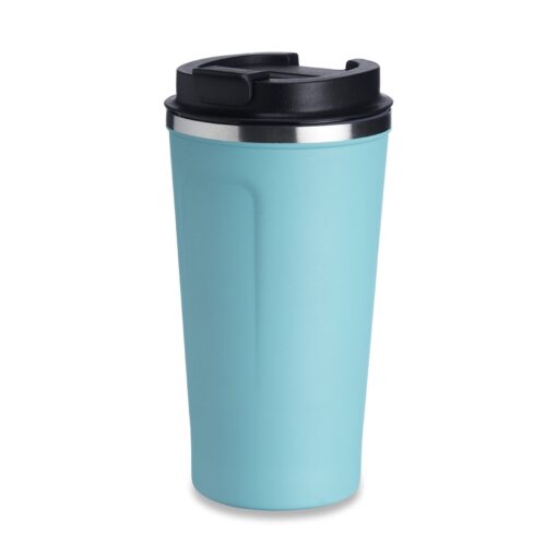 Copo Com Logo Térmico 500Ml P/ Café - azul com detalhes em inox