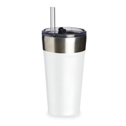 COPO TÉRMICO C/ CANUDO SPX-18655-BCO NA COR BRANCO