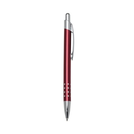 Caneta personalizada metal - vermelho com detalhes em prata