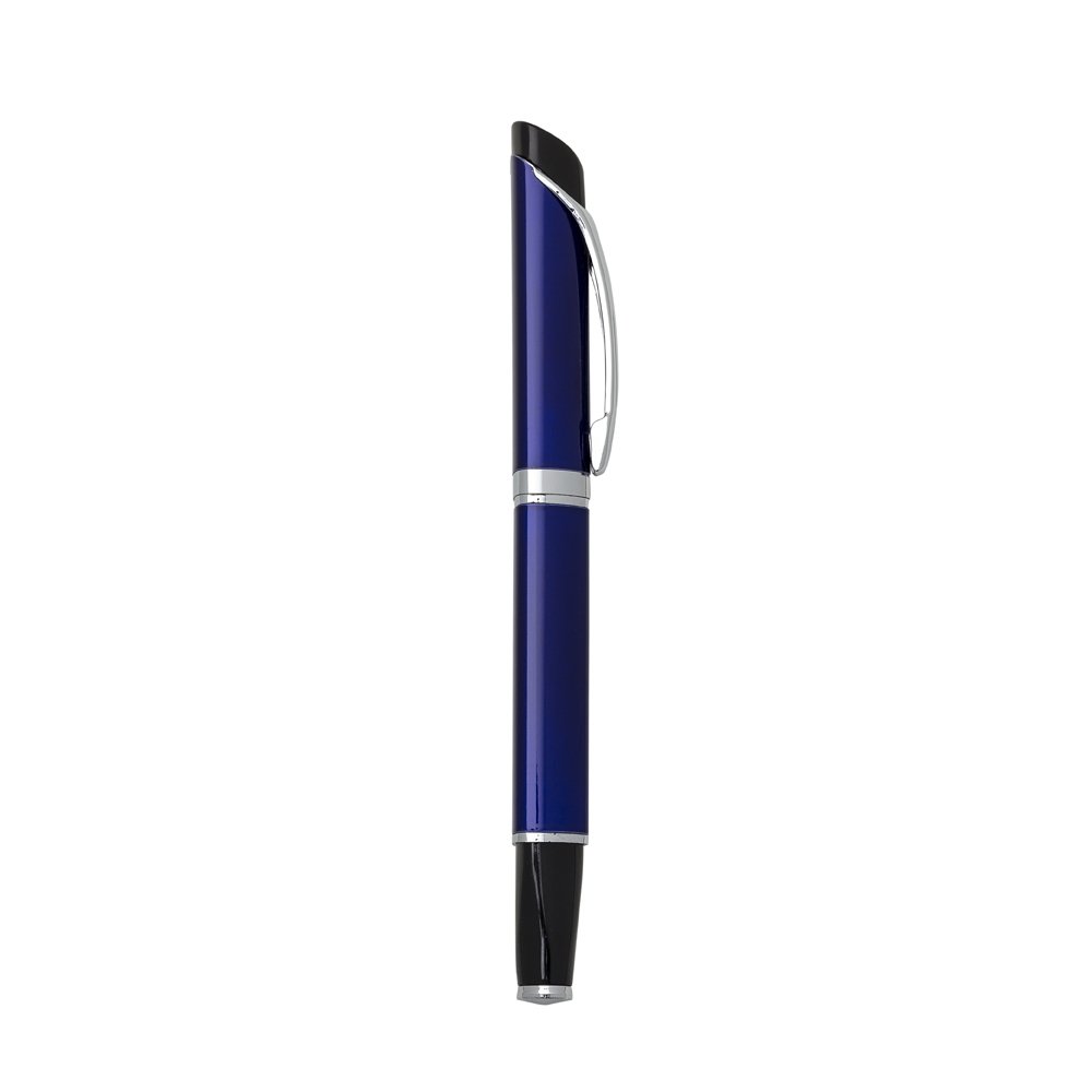 CANETA METAL ESFERO TRIANGULAR DET PRETO SPX-ER185B NA COR AZUL