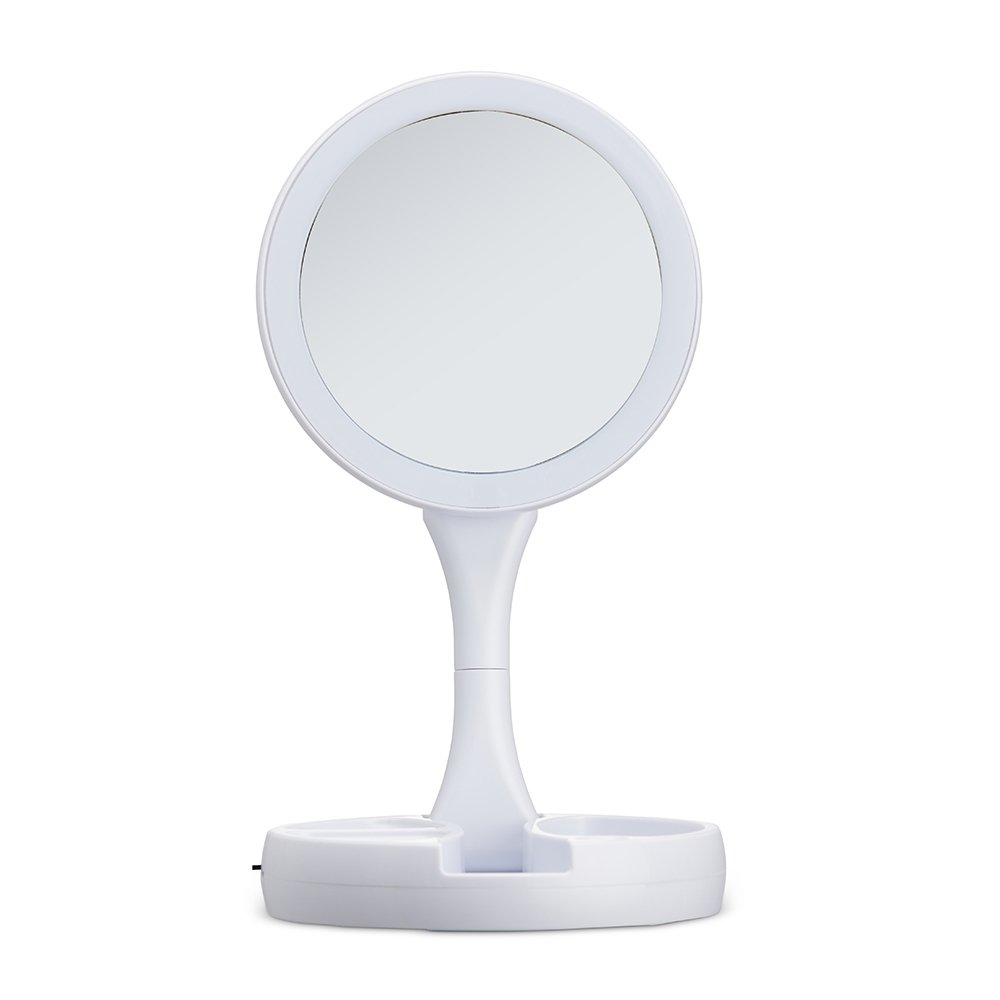 ESPELHO DOBRÁVEL COM LED RECARREGÁVEL SPX-01123 NA COR BRANCO