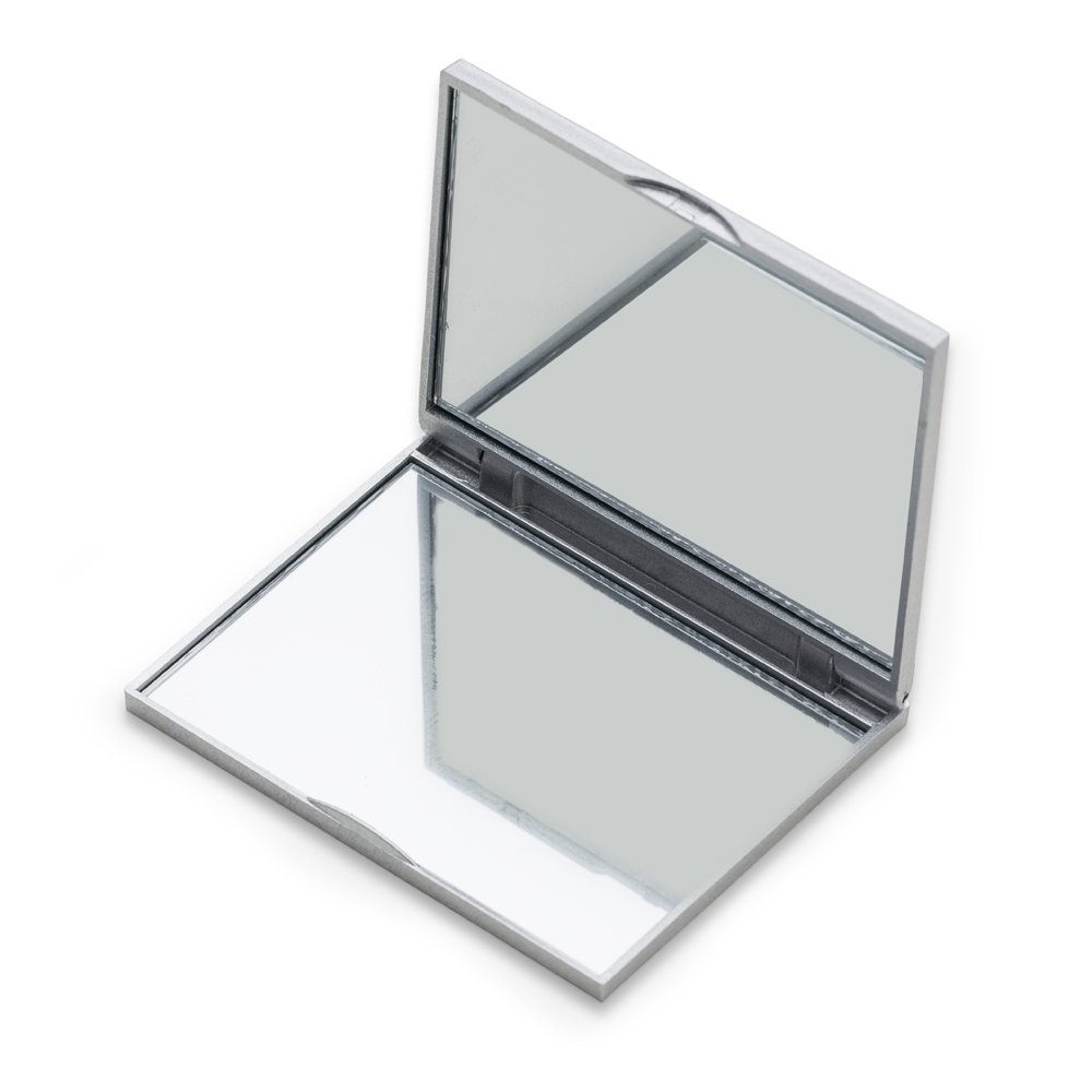 ESPELHO DE BOLSO DUPLO QUADRADO PLASTICO SPX-09810 NA COR PRATA