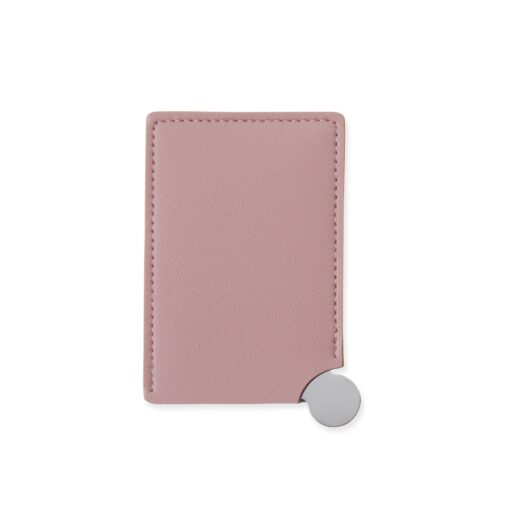 Espelho De Aço Inox | Brinde Personalizado - inox com detalhes em rosa