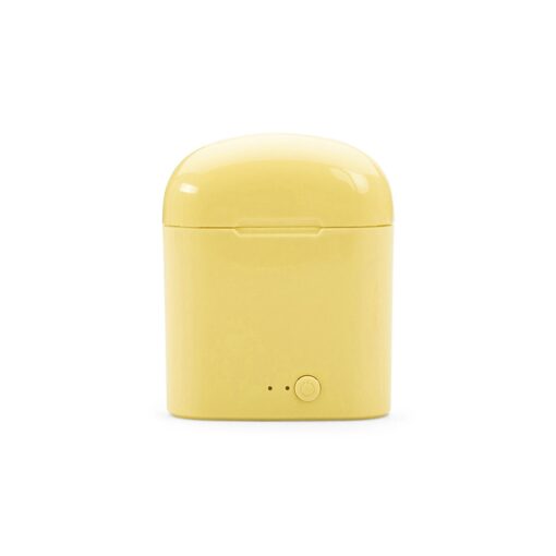 Fone Personalizado Bluetooth C/ Carregador na cor amarelo