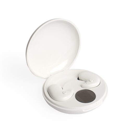 Fone Promocional De Ouvido Bluetooth Com Case Carregador na cor branco