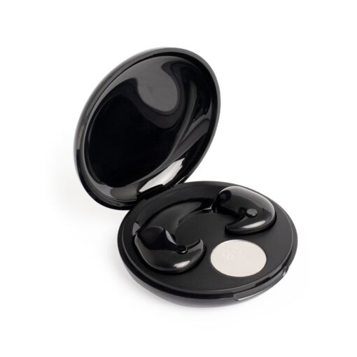 Fone Personalizado De Ouvido Bluetooth Com Case Carregador na cor preto