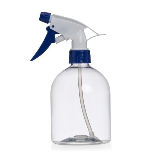 Frasco Spray 500 ml | Brinde Personalizado - transparente com detalhes em azul