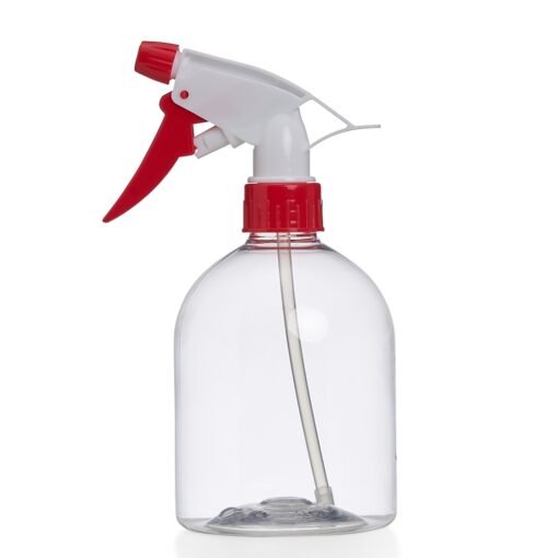 Frasco Spray 500 ml | Produto Promocional - transparente com detalhes em vermelho