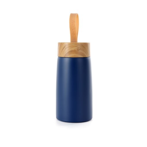 Garrafa Personalizada Inox 250Ml - Azul/Madeira