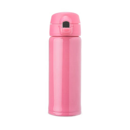 Garrafa Personalizada Inox 400Ml - Rosa/Prata SPX-18715-PNK