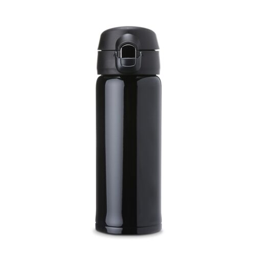 Garrafa Personalizada Inox 400Ml - Preto/Prata