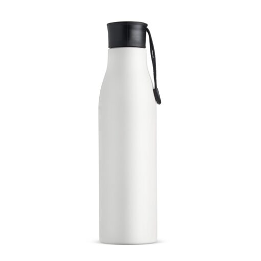 Garrafa Com Logo Inox 800Ml - branco com detalhes em preto